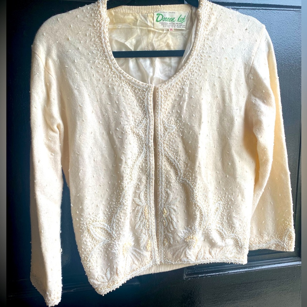 Doreen Zion Hand-Beaded Vintage Cardigan from Hong Kong